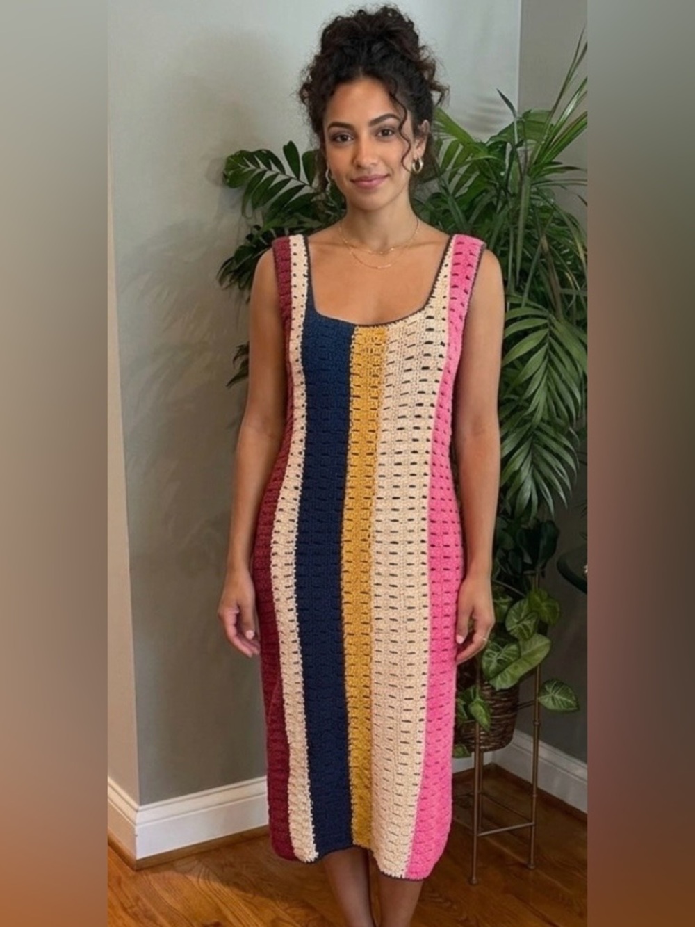 Isabelle Quinn Made in Australia Colorful Striped Crochet Maxi Dress size 4